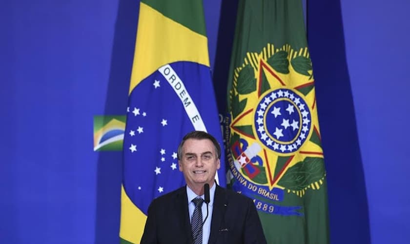 O presidente Jair Bolsonaro durante evento para celebrar Páscoa no Palácio do Planalto. (Foto: Evaristo Sá/AFP)