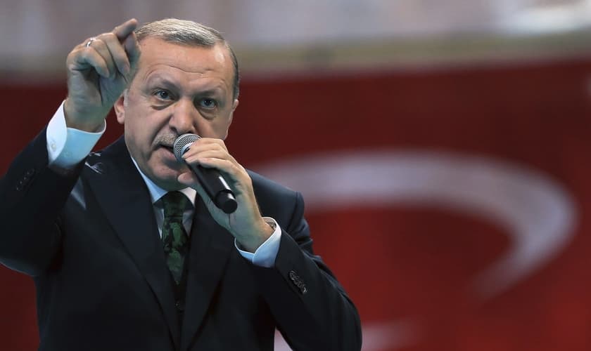 O presidente da Turquia, Recep Erdogan, se posicionou contra os aliados de Israel. (Foto: Murat Cetinmuhurdar/Pool Photo via AP)