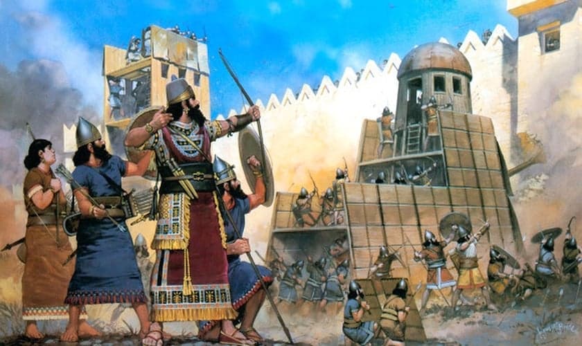 Pintura ilustra batalha na qual a Babilônia conquistou Jerusalém. (Imagem: explorandolafe)