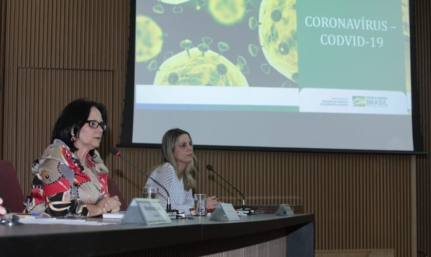 Ministra Damares Alves falou com líderes religiosos sobre prevenção ao coronavírus. (Foto: Willian Meira/AscomMMFDH)