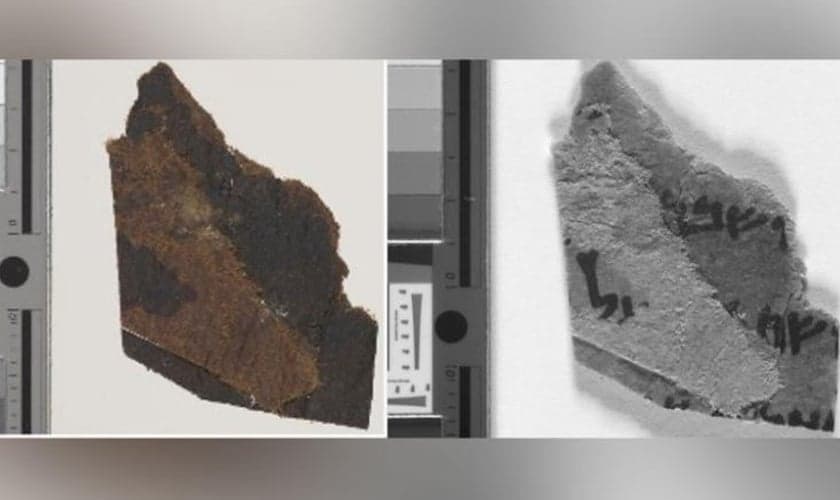 Detalhe do texto encontrado nos Manuscritos do Mar Morto. (Foto: Reprodução/CNN).