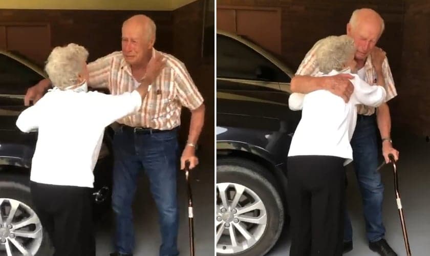 Casados há 71 anos, David e Loretta Bowen se viram após semanas separados. (Foto: Reprodução/Instagram/Krista Kellum)